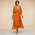 ANWEN V-NECK MIDI DRESS