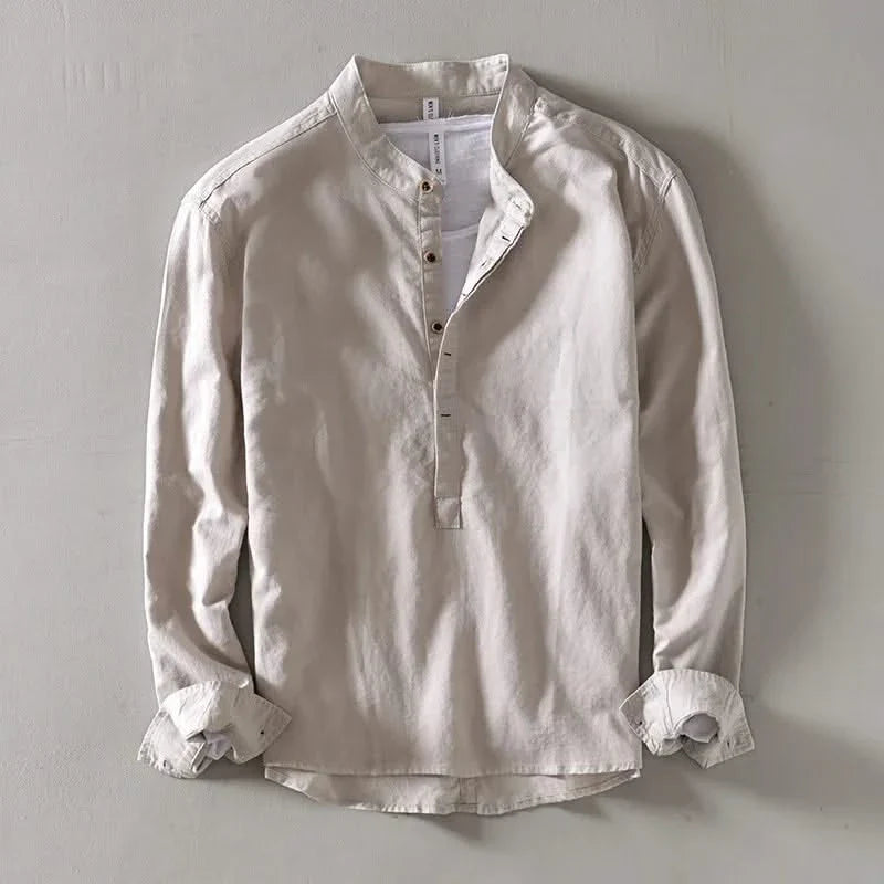 CALLUM LINEN MANDARIN SHIRT
