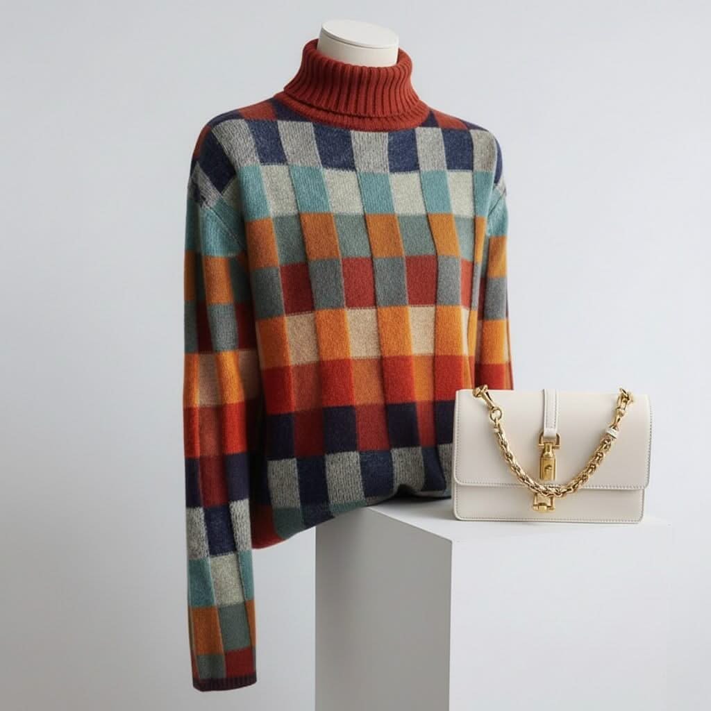EMMA CHECKED MERINO JUMPER